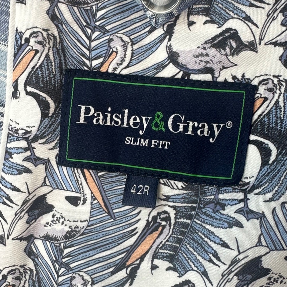 Paisley & Gray Blazer Mens 42R Plaid Slim Fit Cotton Stretch Sport Coat Preppy - Picture 4 of 11